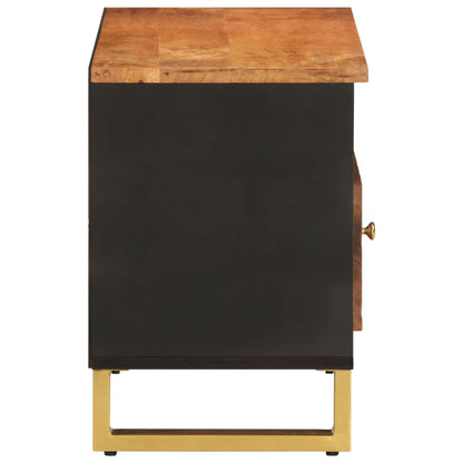 Tv Skříňka Hnědá A Černá 80 X 33,5 X 46 Cm Masivní Mangovník