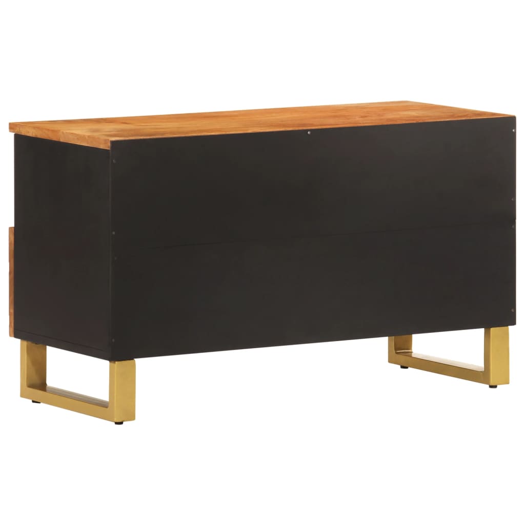Tv Skříňka Hnědá A Černá 80 X 33,5 X 46 Cm Masivní Mangovník