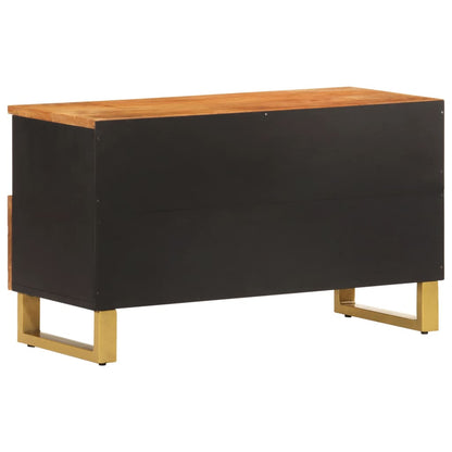 Tv Skříňka Hnědá A Černá 80 X 33,5 X 46 Cm Masivní Mangovník