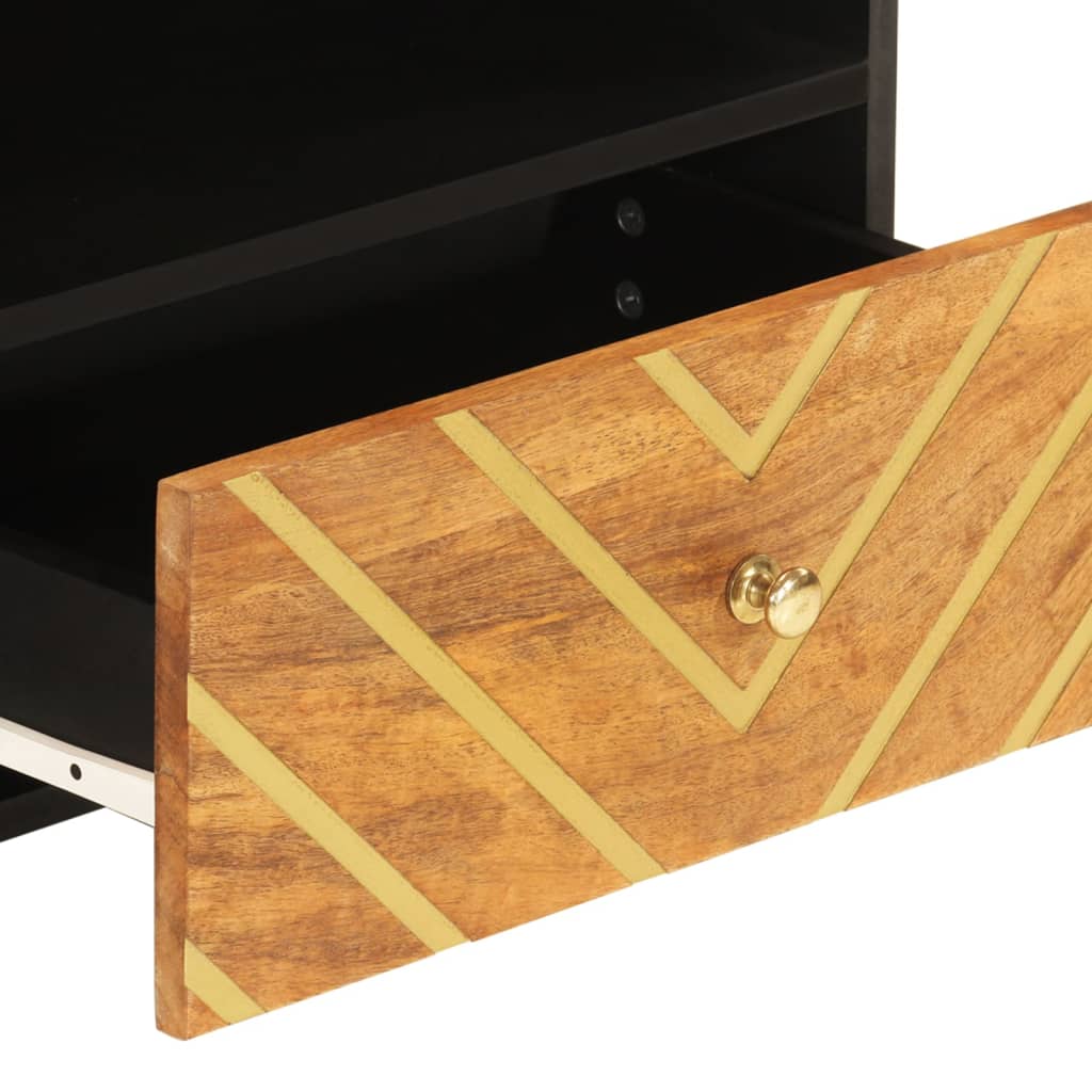 Tv Skříňka Hnědá A Černá 80 X 33,5 X 46 Cm Masivní Mangovník