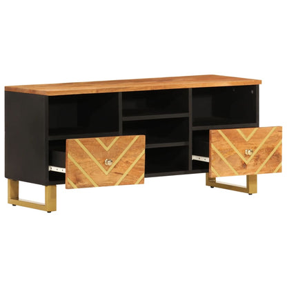 Tv Skříňka Hnědá A Černá 100 X 33,5 X 46 Cm Masivní Mangovník
