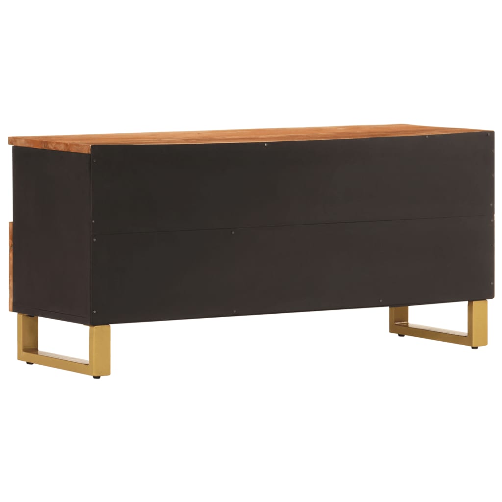 Tv Skříňka Hnědá A Černá 100 X 33,5 X 46 Cm Masivní Mangovník