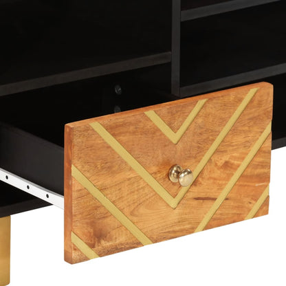 Tv Skříňka Hnědá A Černá 100 X 33,5 X 46 Cm Masivní Mangovník
