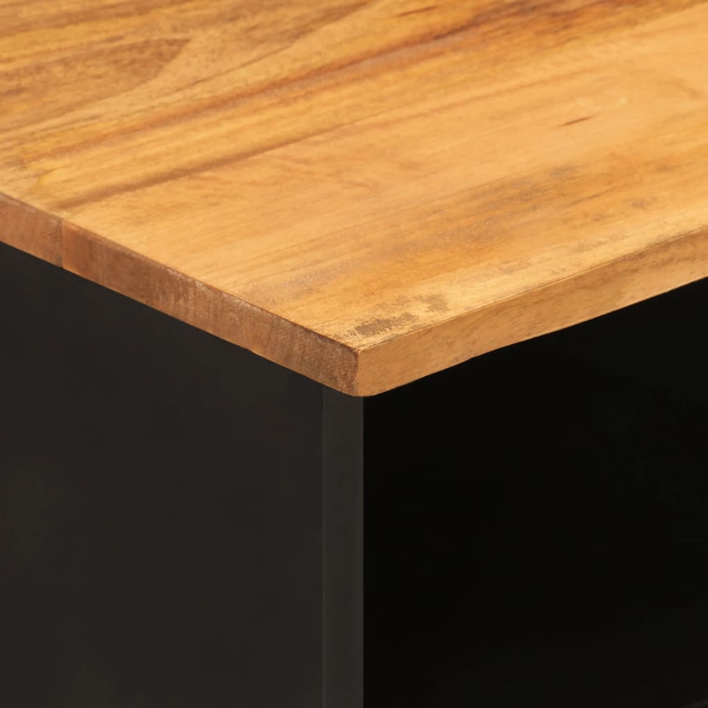 Tv Skříňka Hnědá A Černá 100 X 33,5 X 46 Cm Masivní Mangovník