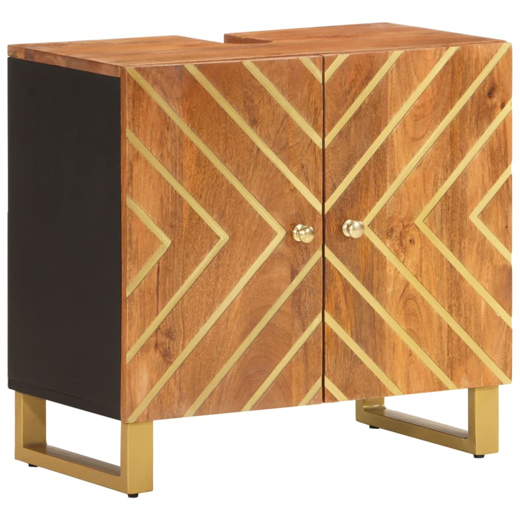 Koupelnová Skříňka Pod Umyvadlo Hnědá A Černá Masivní Mangovník