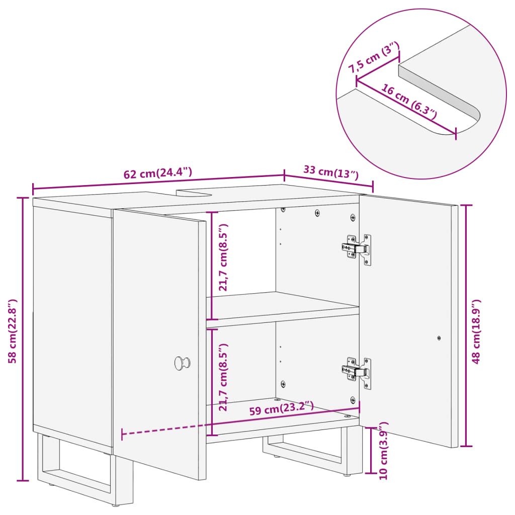 Koupelnová Skříňka Pod Umyvadlo Hnědá A Černá Masivní Mangovník