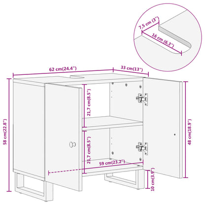 Koupelnová Skříňka Pod Umyvadlo Hnědá A Černá Masivní Mangovník