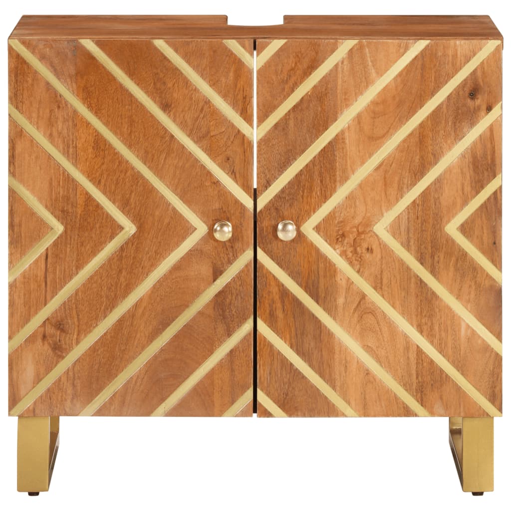 Koupelnová Skříňka Pod Umyvadlo Hnědá A Černá Masivní Mangovník