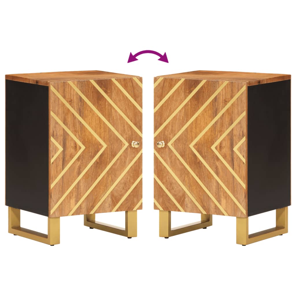 Koupelnová Skříňka Hnědá A Černá 38X33,5X58Cm Masivní Mangovník