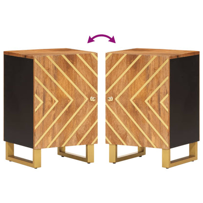 Koupelnová Skříňka Hnědá A Černá 38X33,5X58Cm Masivní Mangovník