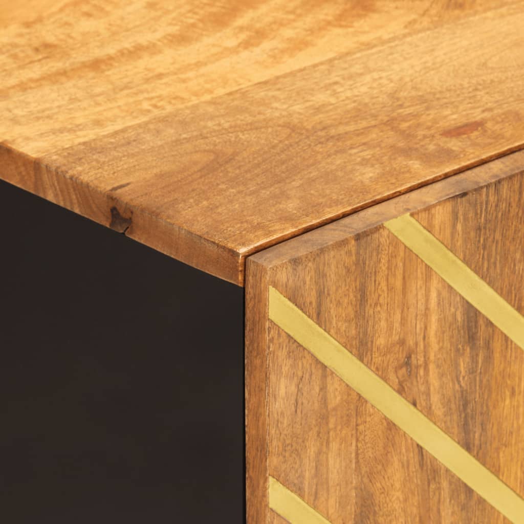 Koupelnová Skříňka Hnědá A Černá 38X33,5X58Cm Masivní Mangovník