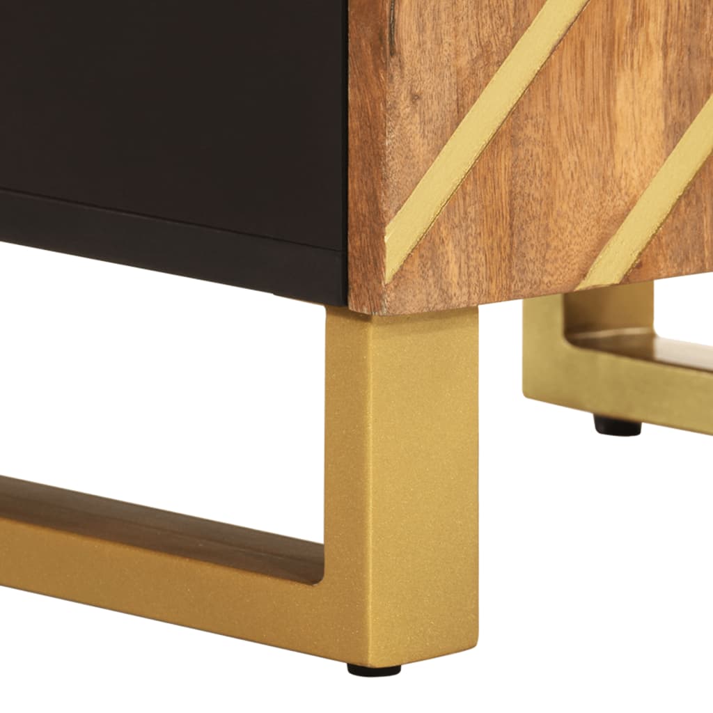 Koupelnová Skříňka Hnědá A Černá 38X33,5X58Cm Masivní Mangovník