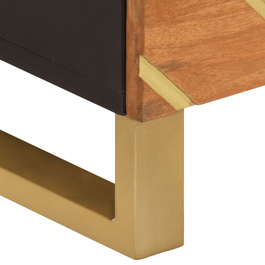 Odkládací Skříňka Hnědá A Černá 40X33,5X75 Cm Masivní Mangovník