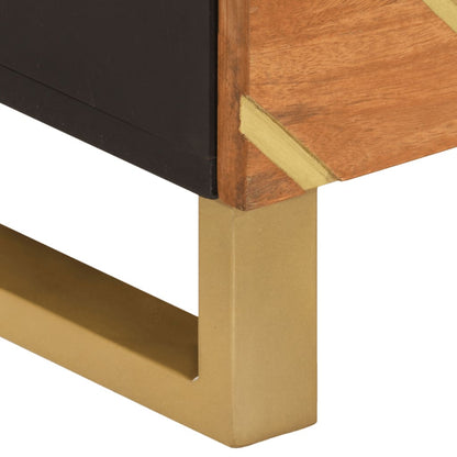 Odkládací Skříňka Hnědá A Černá 40X33,5X75 Cm Masivní Mangovník