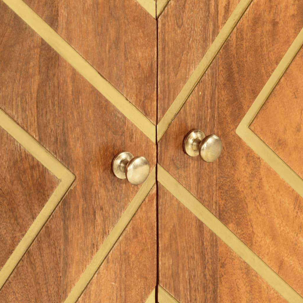 Odkládací Skříňka Hnědá A Černá 60X33,5X75 Cm Masivní Mangovník