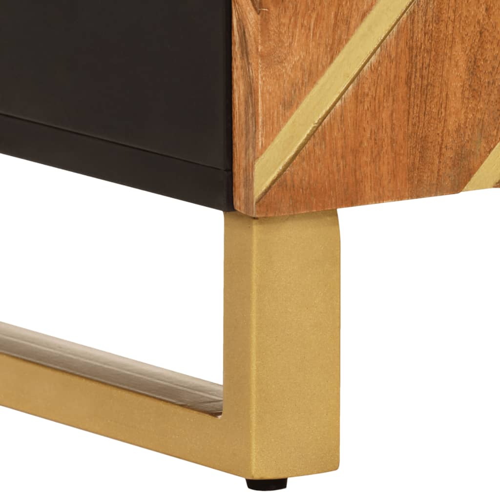 Odkládací Skříňka Hnědá A Černá 60X33,5X75 Cm Masivní Mangovník