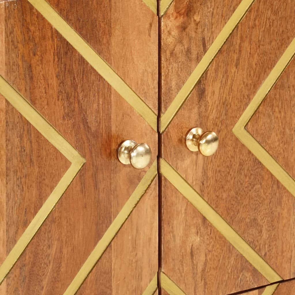 Odkládací Skříňka Hnědá A Černá 60X33,5X75 Cm Masivní Mangovník Tmavě Zelená