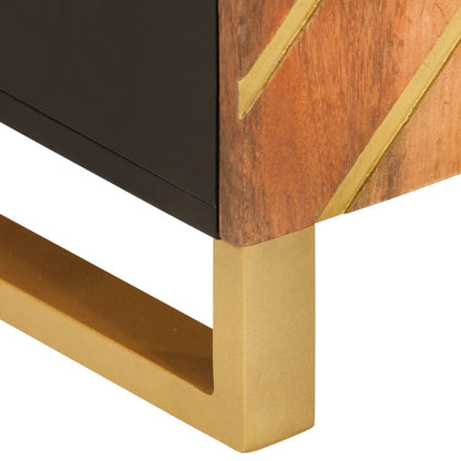 Odkládací Skříňka Hnědá A Černá 60X33,5X75 Cm Masivní Mangovník Tmavě Zelená