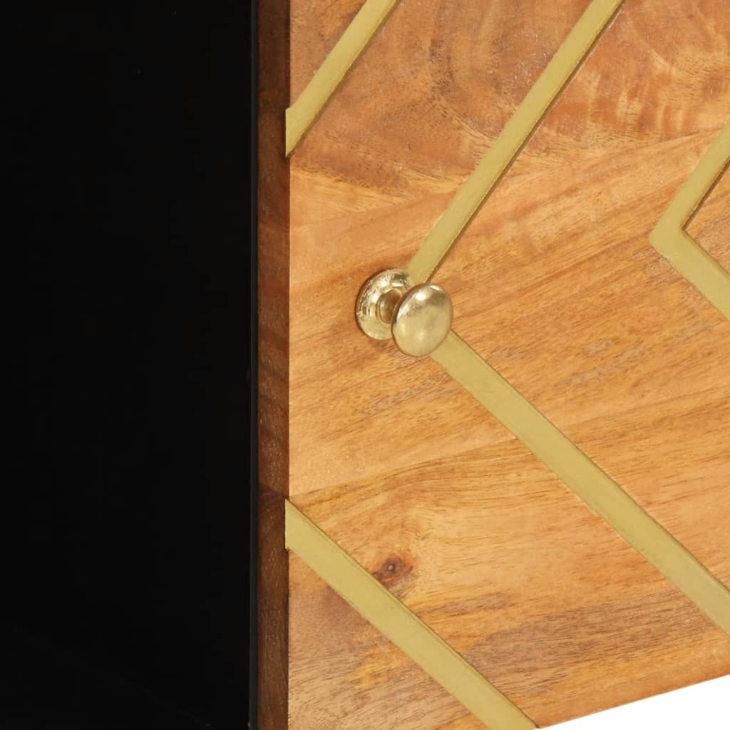 Odkládací Skříňka Hnědá A Černá 80X33,5X75 Cm Masivní Mangovník