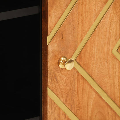 Odkládací Skříňka Hnědá A Černá 90X33,5X75 Cm Masivní Mangovník