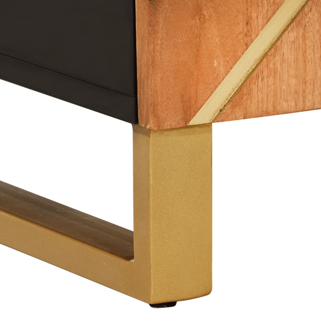 Odkládací Skříňka Hnědá A Černá 90X33,5X75 Cm Masivní Mangovník