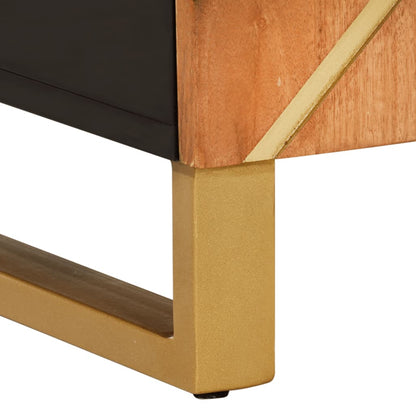 Odkládací Skříňka Hnědá A Černá 90X33,5X75 Cm Masivní Mangovník