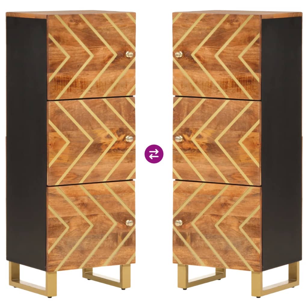 Skříň Hnědá A Černá 40X33,5X110 Cm Masivní Mangovníkové Dřevo