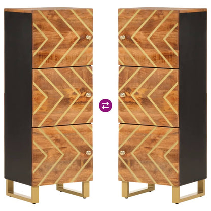 Skříň Hnědá A Černá 40X33,5X110 Cm Masivní Mangovníkové Dřevo