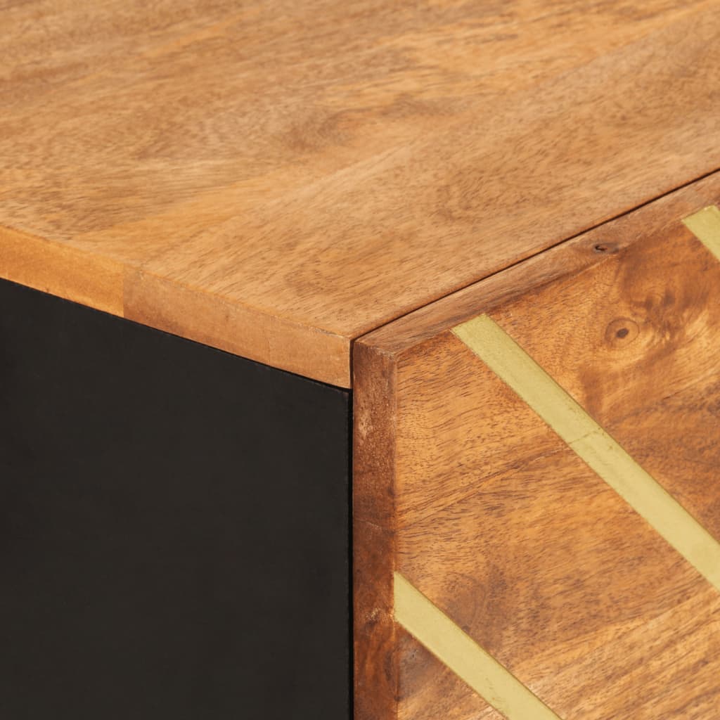Skříň Hnědá A Černá 40X33,5X110 Cm Masivní Mangovníkové Dřevo