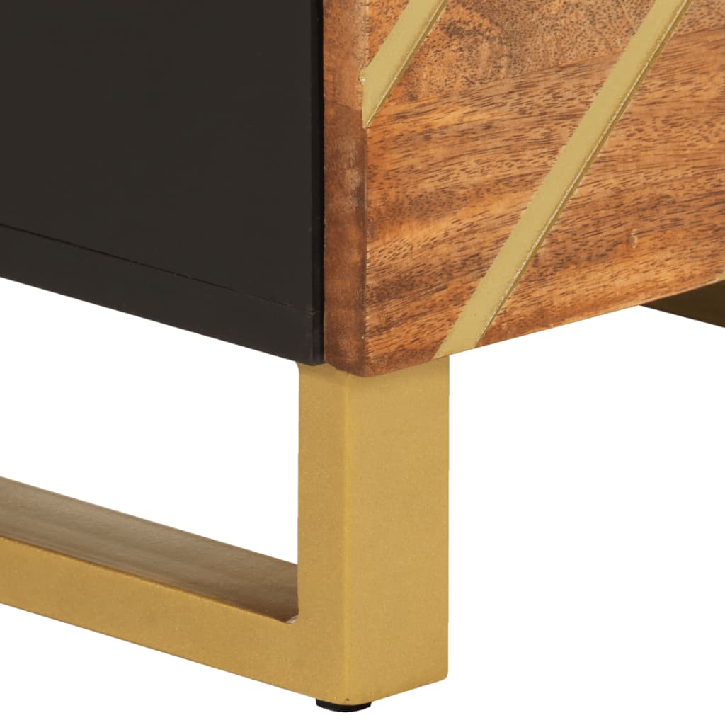 Skříň Hnědá A Černá 40X33,5X110 Cm Masivní Mangovníkové Dřevo