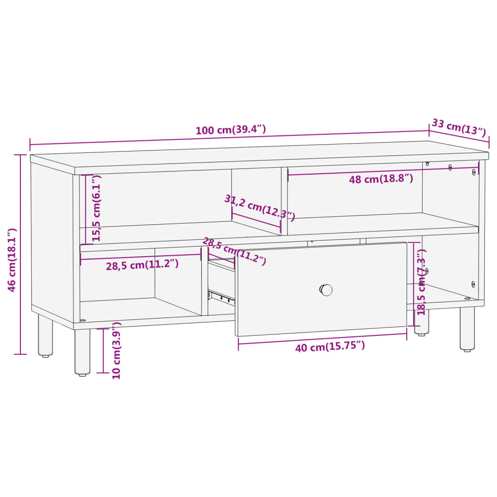 Tv Stolek 100 X 33 X 46 Cm