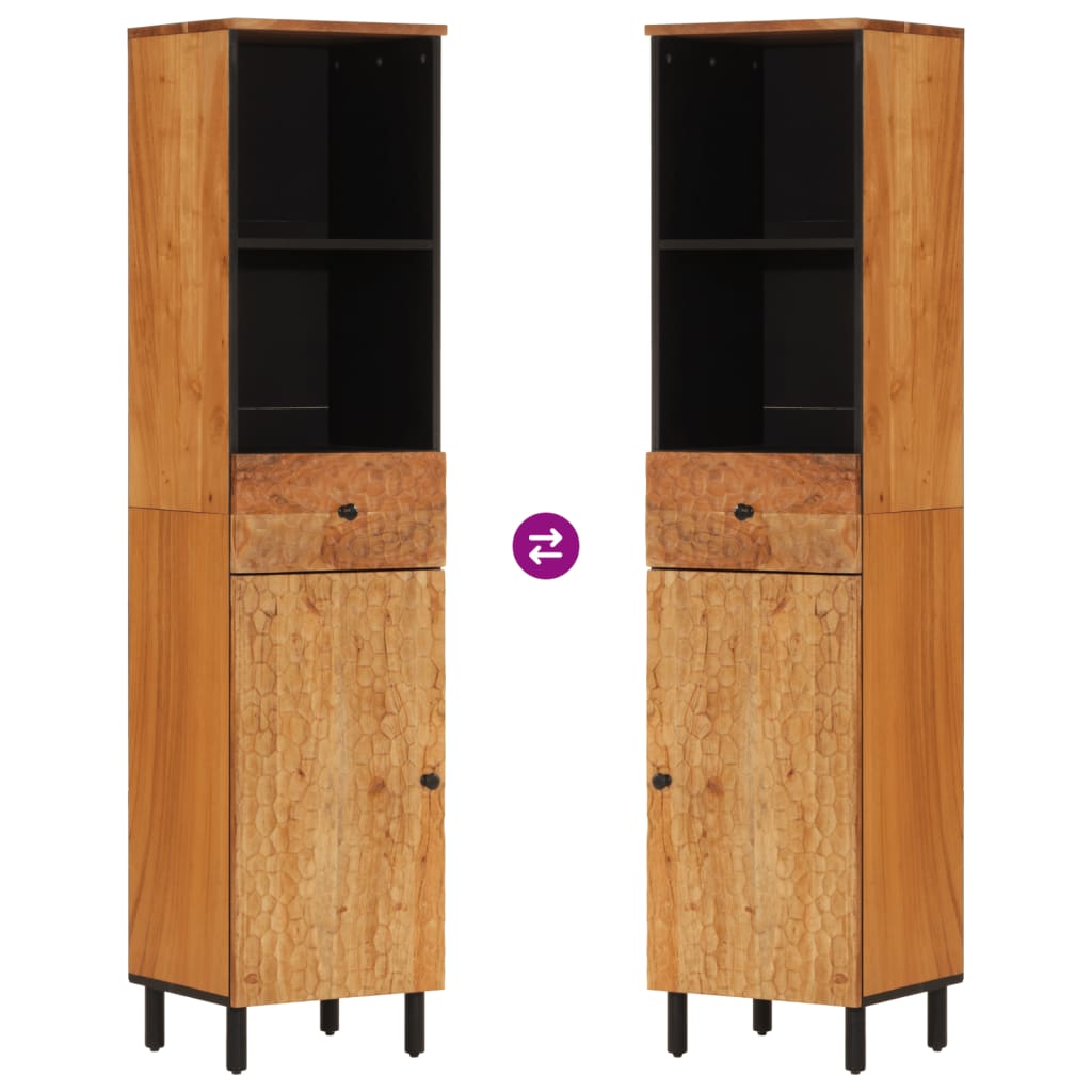 Koupelnová Skříňka 38 X 33 X 160 Cm Masivní Akáciové Dřevo