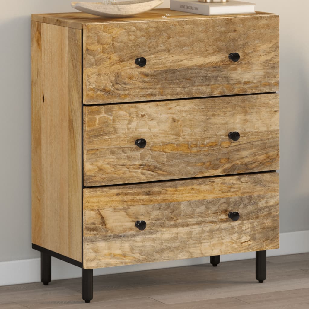 Odkládací Skříňka 60 X 33 X 75 Cm Masivní Mangovníkové Dřevo