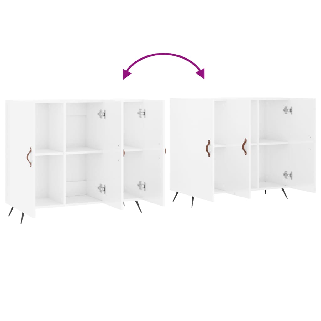 Příborník Bílý S Vysokým Leskem 90X34X80 Cm Kompozitní Dřevo