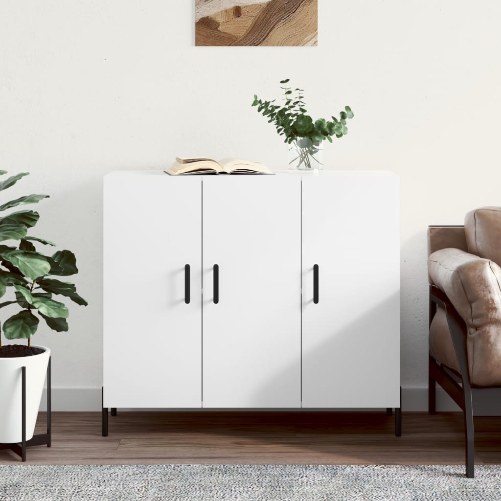 Příborník Bílý 90 X 34 X 80 Cm Kompozitní Dřevo