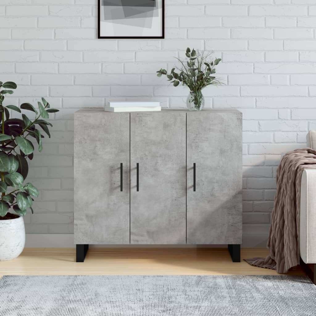 Příborník Betonově Šedý 90 X 34 X 80 Cm Kompozitní Dřevo