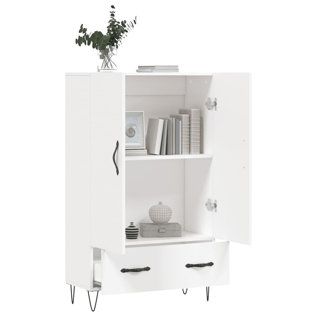 Skříň Highboard Bílá 69,5 X 31 X 115 Cm Kompozitní Dřevo