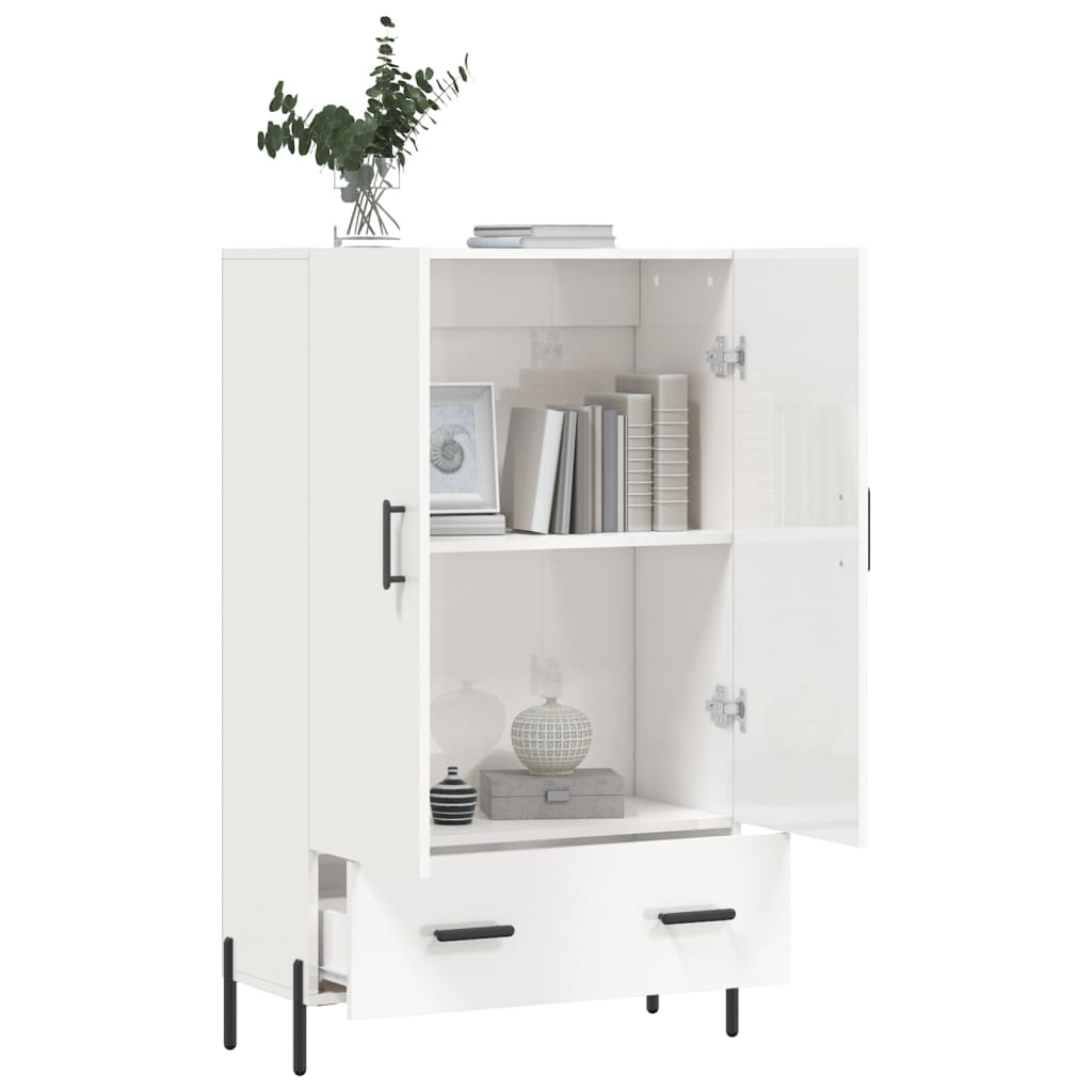 Skříň Highboard Lesklá Bílá 69,5 X 31 X 115 Cm Kompozitní Dřevo