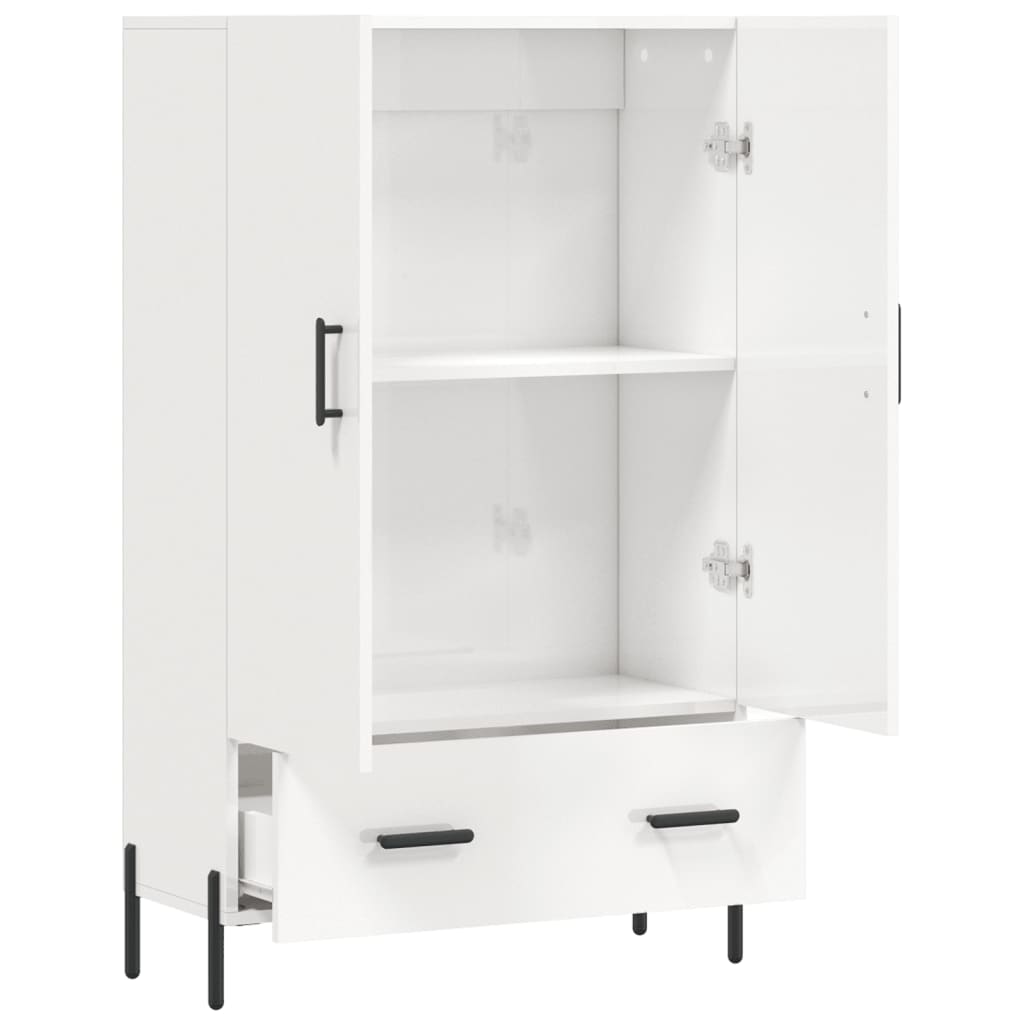 Skříň Highboard Lesklá Bílá 69,5 X 31 X 115 Cm Kompozitní Dřevo