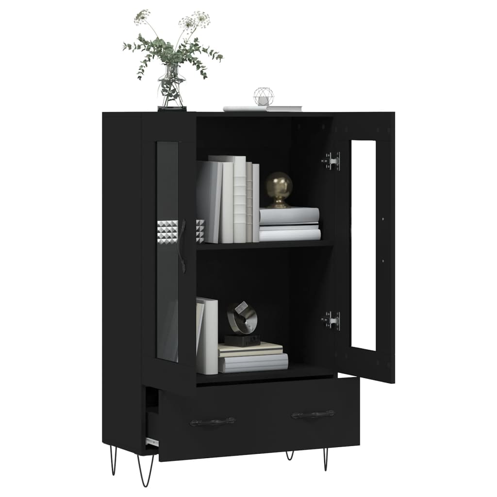 Skříň Highboard Černá 69,5 X 31 X 115 Cm Kompozitní Dřevo