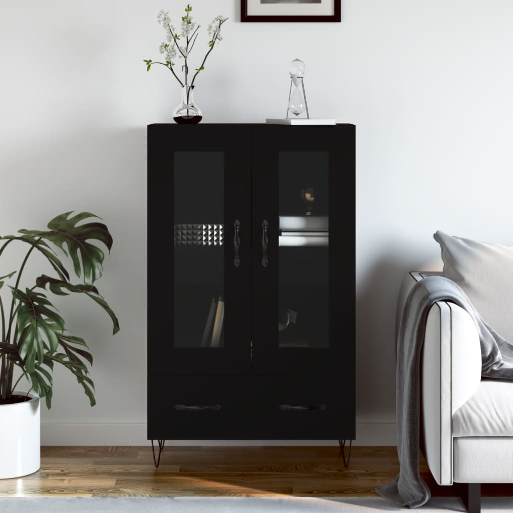Skříň Highboard Černá 69,5 X 31 X 115 Cm Kompozitní Dřevo