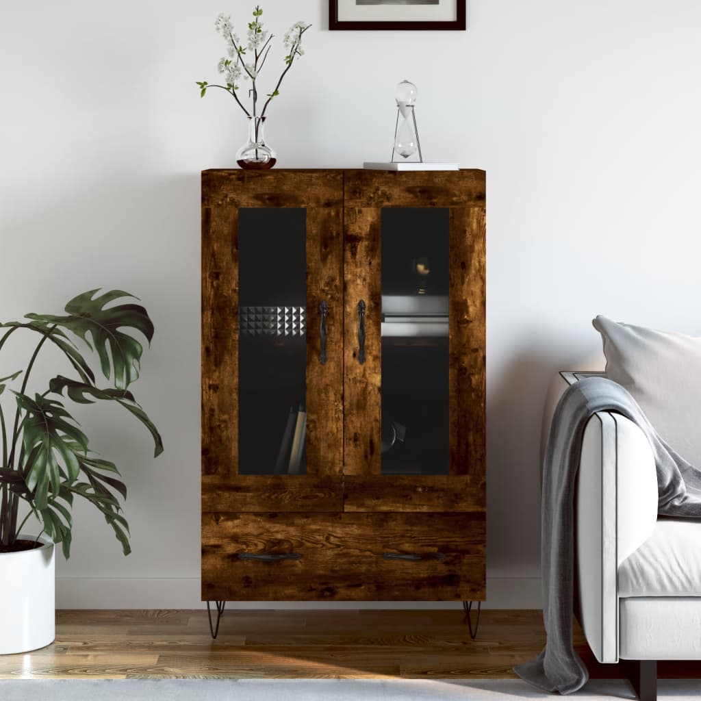 Skříň Highboard Černá 69,5 X 31 X 115 Cm Kompozitní Dřevo
