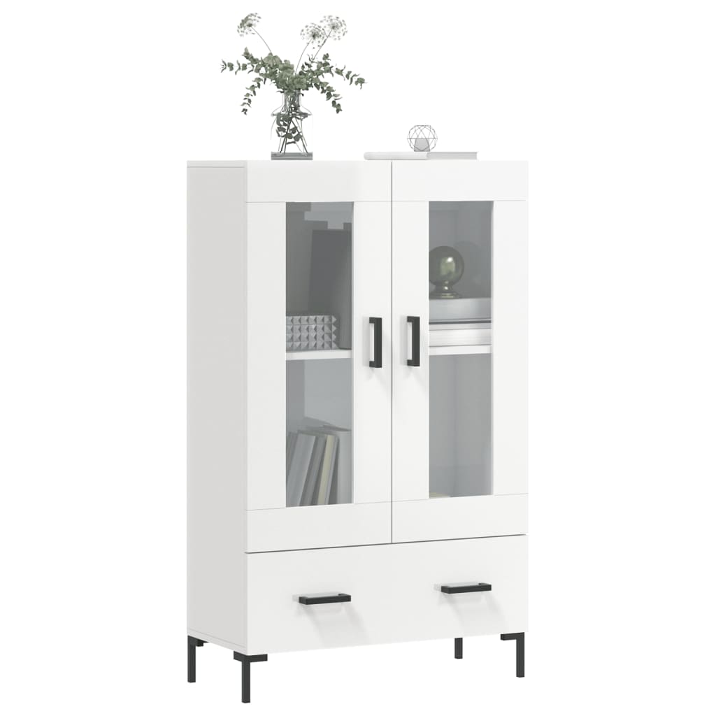 Skříň Highboard Lesklá Bílá 69,5 X 31 X 115 Cm Kompozitní Dřevo