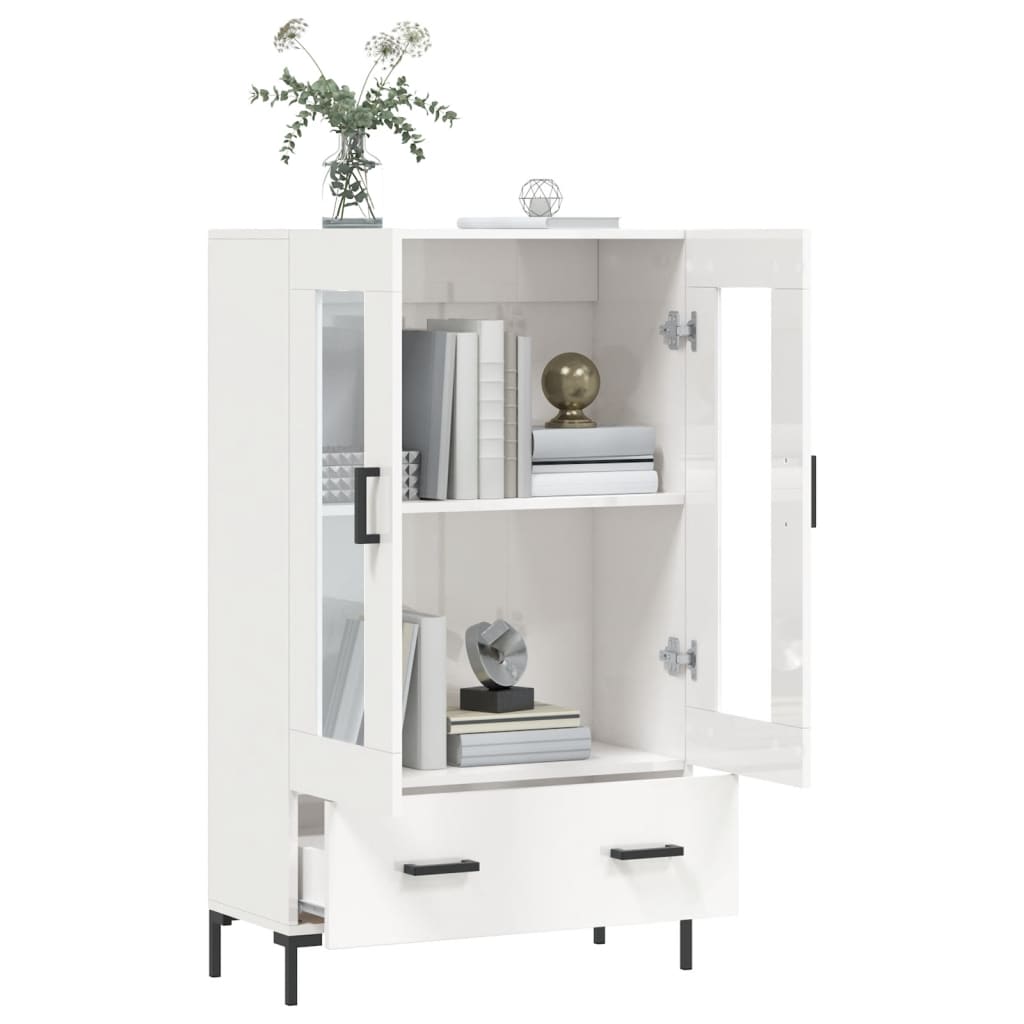 Skříň Highboard Lesklá Bílá 69,5 X 31 X 115 Cm Kompozitní Dřevo