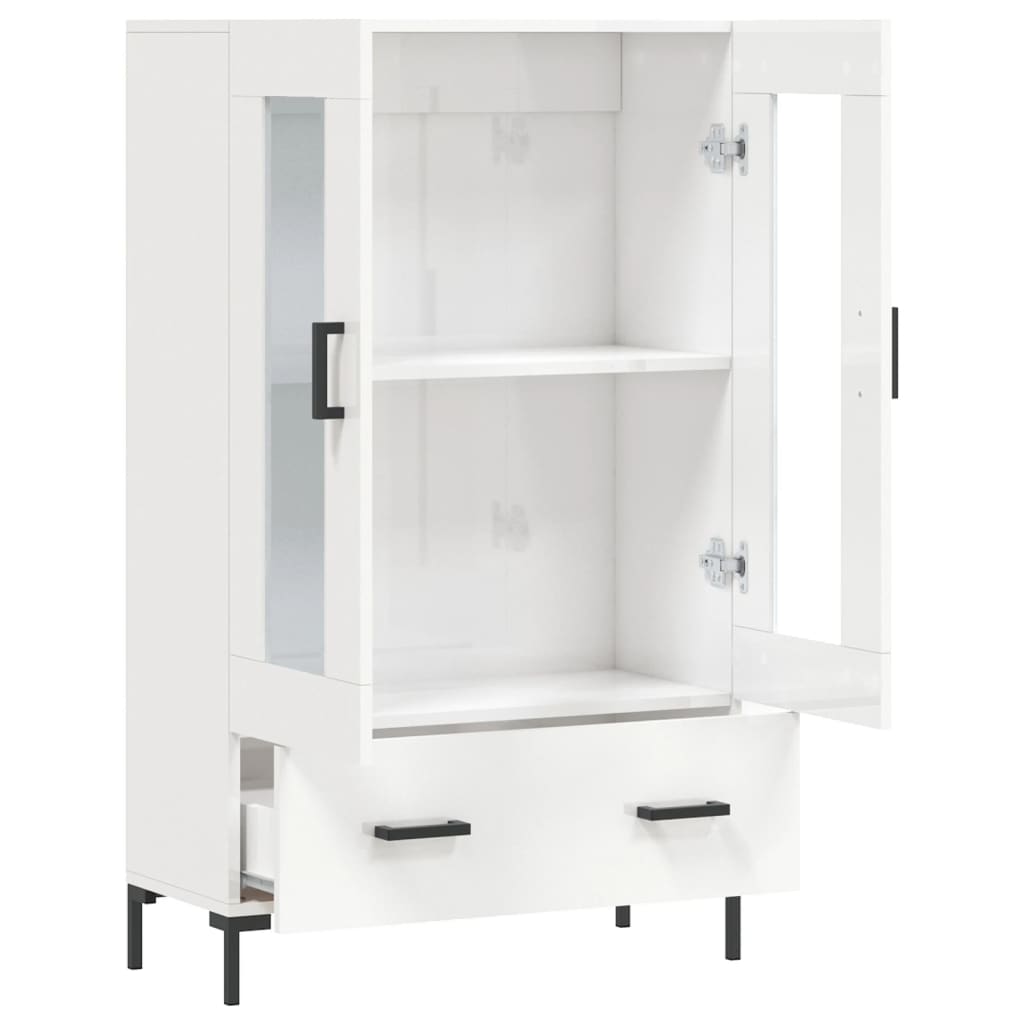 Skříň Highboard Lesklá Bílá 69,5 X 31 X 115 Cm Kompozitní Dřevo