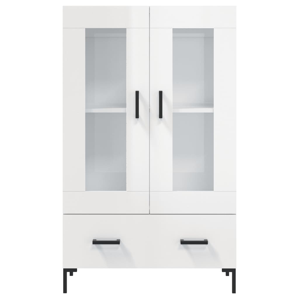 Skříň Highboard Lesklá Bílá 69,5 X 31 X 115 Cm Kompozitní Dřevo