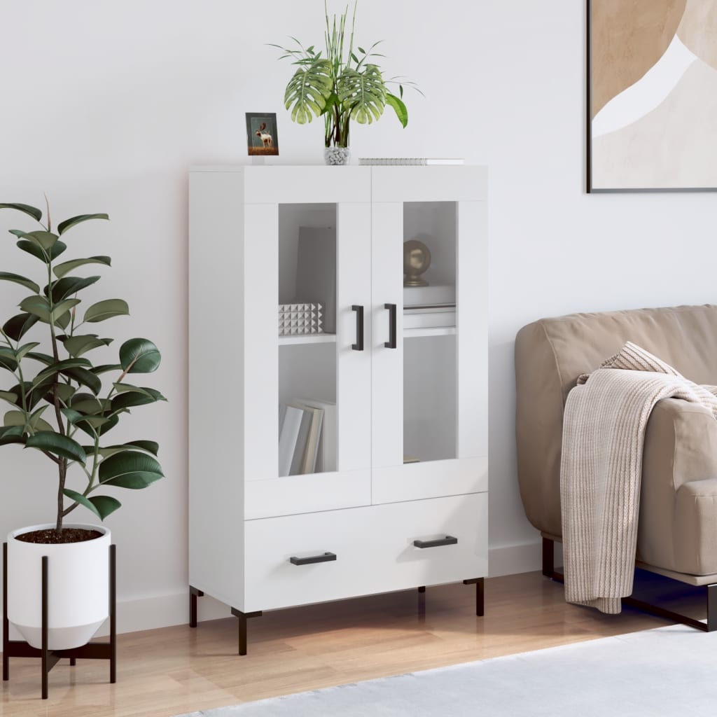Skříň Highboard Lesklá Bílá 69,5 X 31 X 115 Cm Kompozitní Dřevo