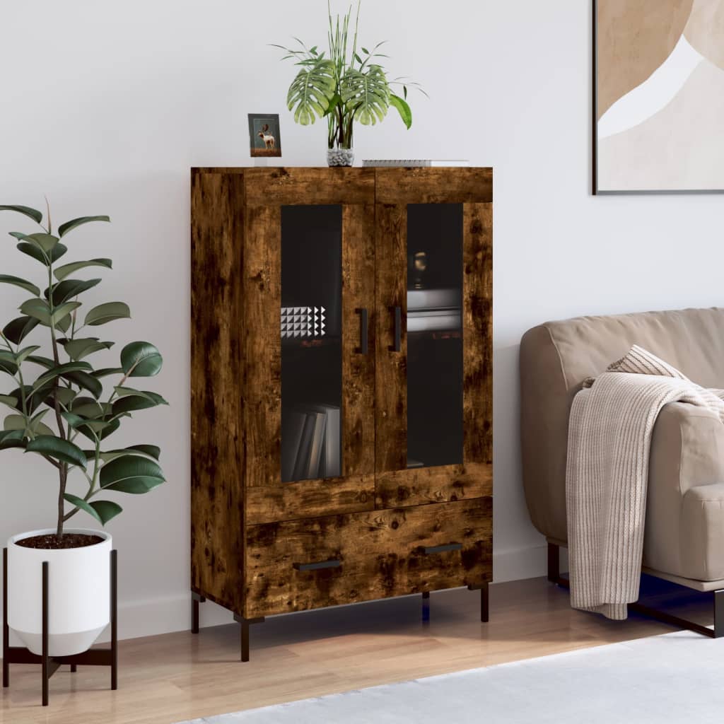 Skříň Highboard Lesklá Bílá 69,5 X 31 X 115 Cm Kompozitní Dřevo