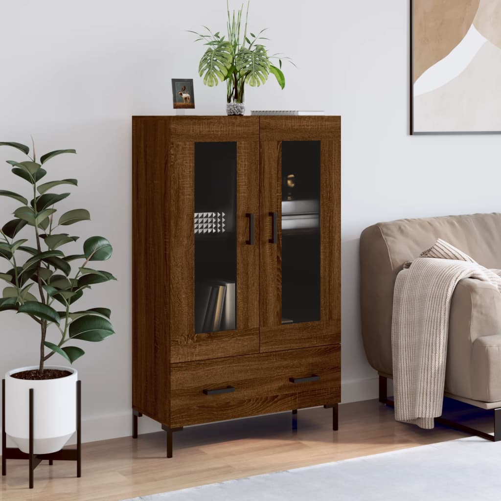 Skříň Highboard Lesklá Bílá 69,5 X 31 X 115 Cm Kompozitní Dřevo