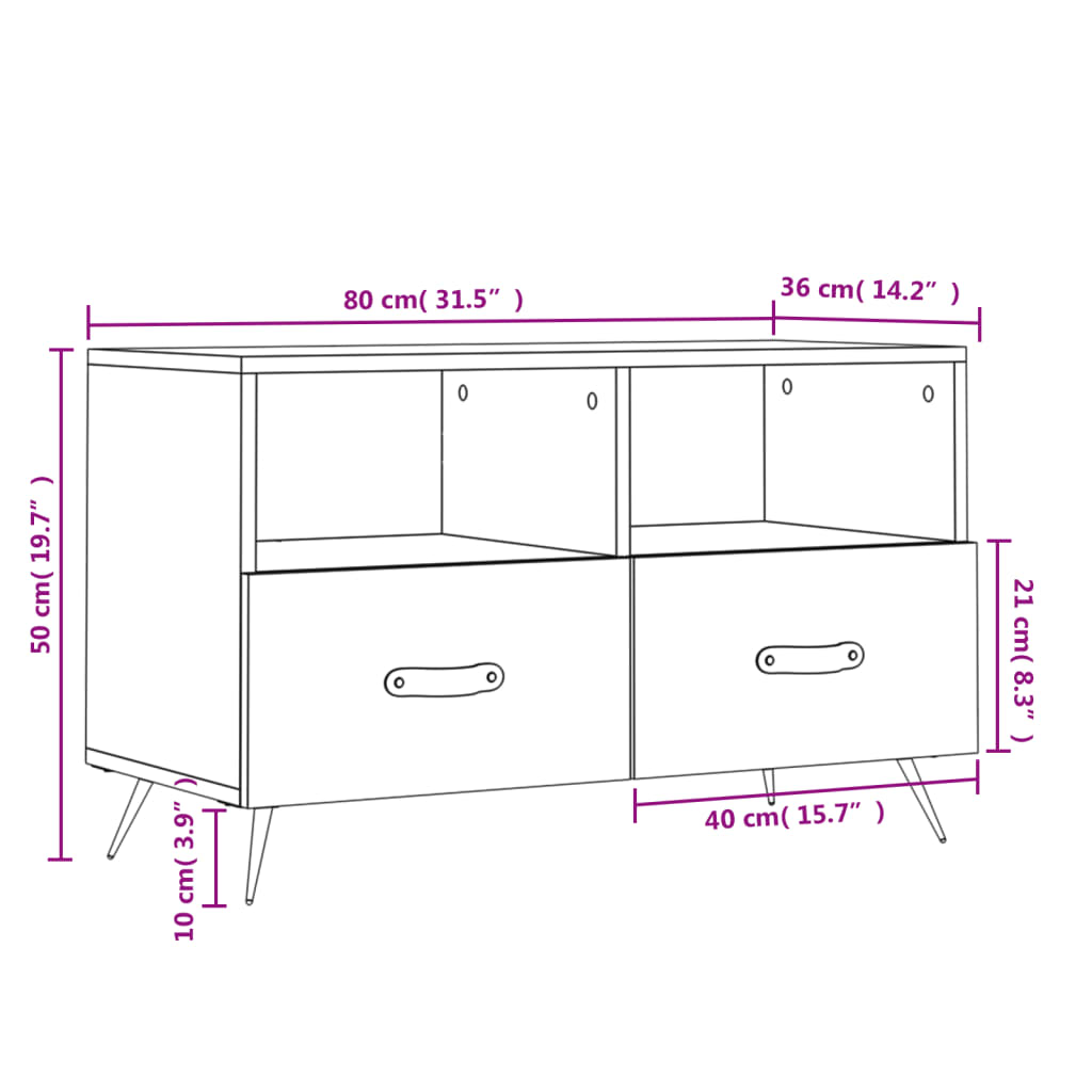 Tv Skříňka 80 X 36 X 50 Cm Kompozitní Dřevo